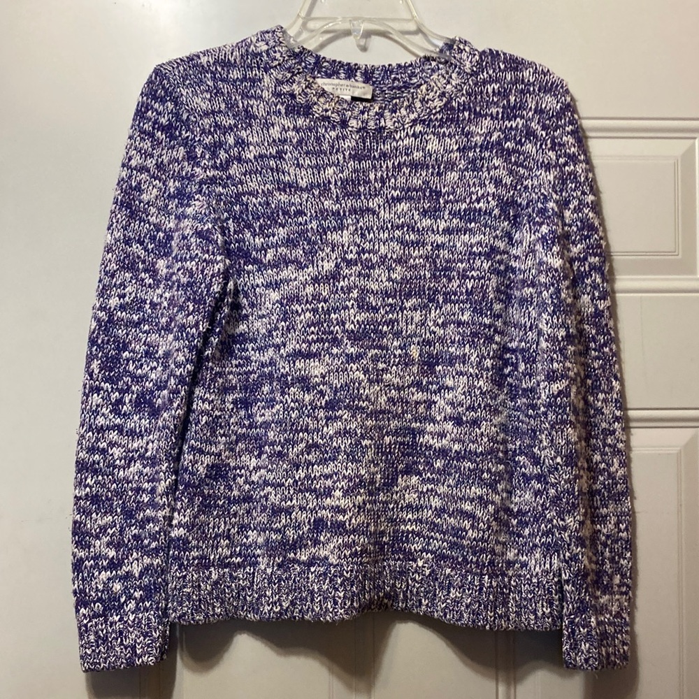 Christopher & Banks Purple and White Knit Sweater PM